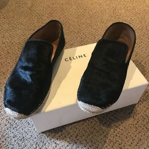 Celine black pony loafers